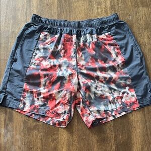 Four Laps X Peloton Men's Dynamic Red (orange) and Gray Athletic Shorts